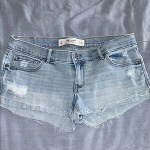 Abercrombie & Fitch Light Blue Distressed Denim Shorts